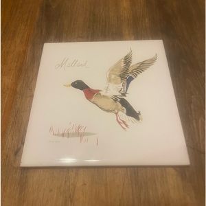 Vintage Mallard Duck Screen Craft 330  Tile Trivet Wall Decor 6 x 6" Cork Backed
